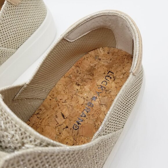 Lucky Brand Talena Knit Platform Sneakers Shimmer Natural Size 7.5 Stretch $79 - Picture 14 of 16